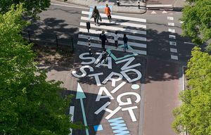 Streetart in crosswalk in Rotterdam